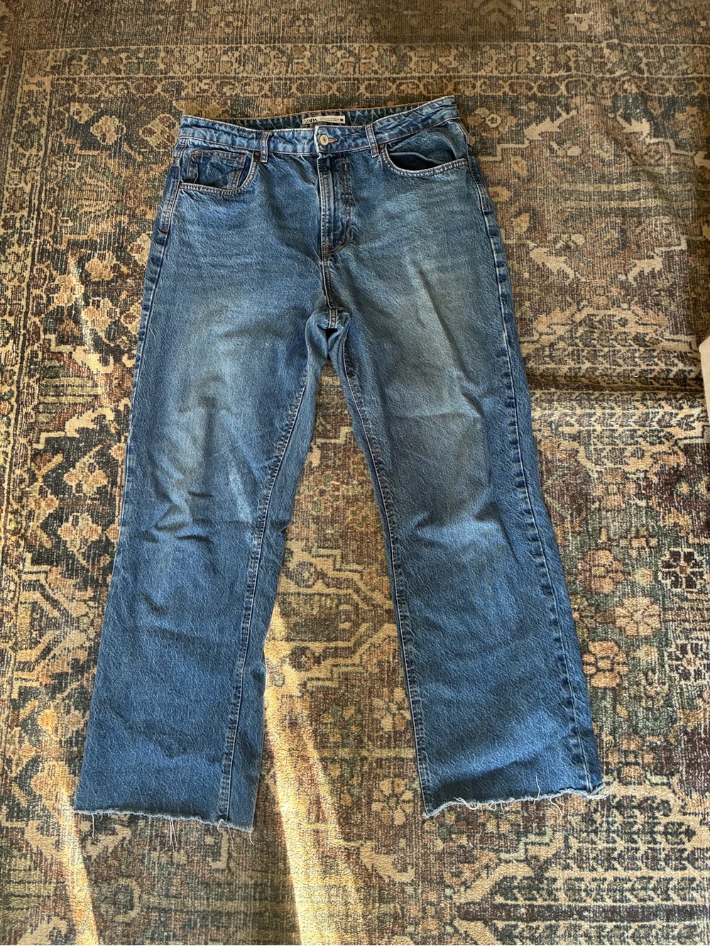 Zara Washed Blue Relaxed Jeans